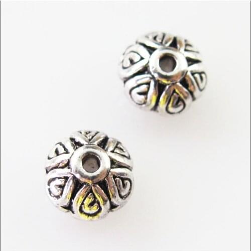 Fashion 40Pcs Tibetan Silver Color Round Cone Spacer Beads Charms 7mm