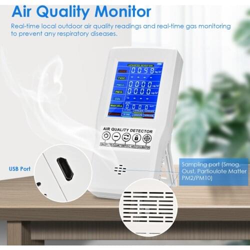 Air Quality Monitor Accurate Tester for CO2 Formaldehyde(HCHO) TVOC PM2.5/PM10 Multifunctional Air Gas Detector EU Warehouse