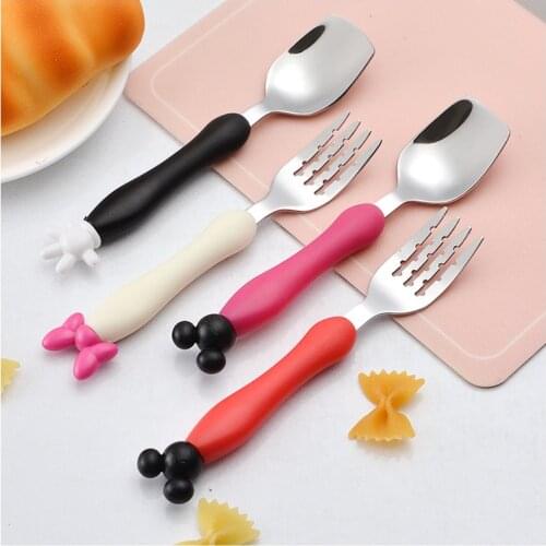 Cartoon Stainless Steel Children Dinner Spoon Forks Child Quality Scoop Kids Tableware Set Food Dinnerware Set