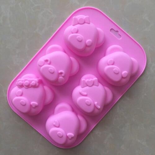 Cartoon silicone cake mold 6 hole bear handmade soap mold
