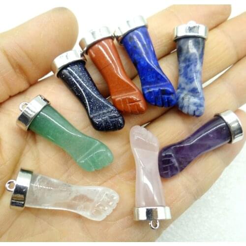 Natural Gem stone tiger eye Quartz Crystal Carved Fist Pendant Reiki jewelry making necklac Earring Accessori Women Men 8pcs