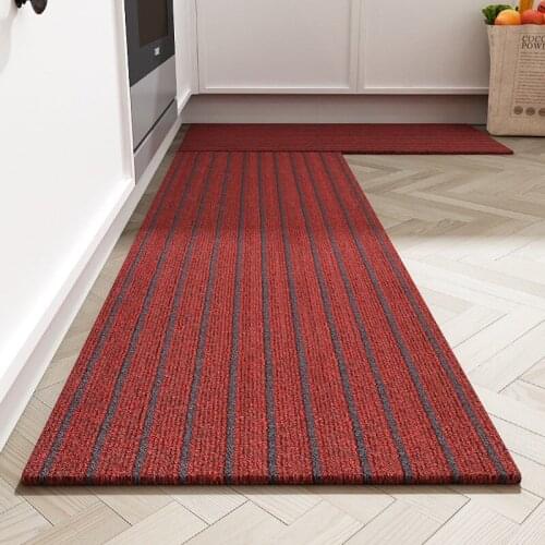 Solid Color Stripes Kitchen Mat Long Carpets Anti-slip Entrance Doormat Living Room Bedroom Balcony Rugs Water Oil Absorption