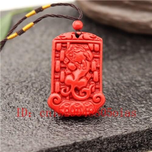 Tiger Pendant Necklace Chinese Natural Red Organic Cinnabar Buddhism Pixiu Amulet Charm Jewellery Fashion Woman Gifts
