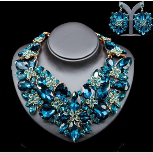 Lan palace boutique necklace sets for engagement jewelry Austrian crystal necklace and earrings for wedding free shipping