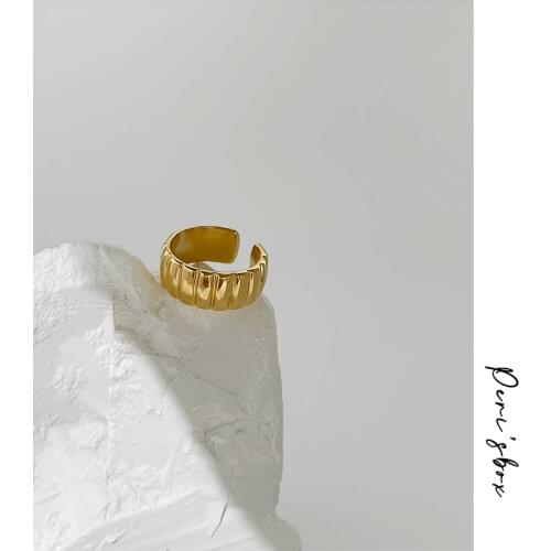 PerisBox Simple Gold Silver Color Croissant Index Finger Open Ring For Women Titanium Steel Punk Trendy Personality Open Rings