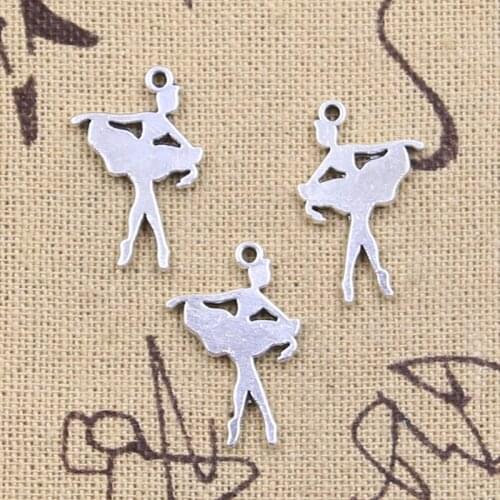 30pcs Charms Ballet Girl Dancer 22x15mm Antique Silver Color Pendants DIY Crafts Making Findings Handmade Tibetan Jewelry