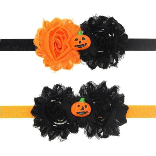 Halloween Pumpkin baby girl headband Infant hair cloth Tie bows Headwear tiara headwrap Gift Toddlers bandage ribbon newborn