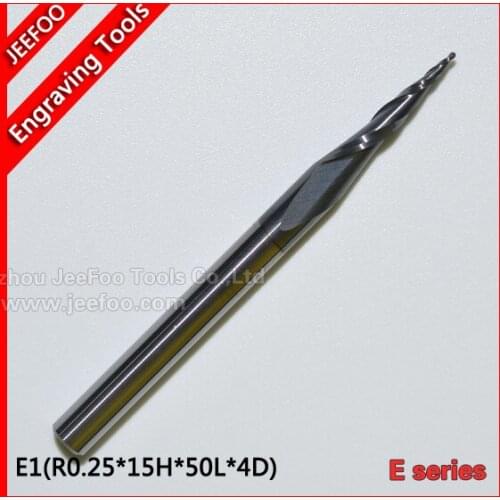 R0.25*15H*D4*50L*2F Tungsten Steel Carbide Router Bits, Taper Boll Nose End Mill Tools, ALTiN,on Reliefs E Series
