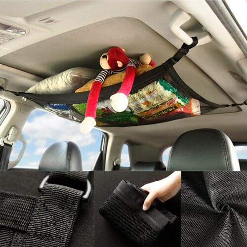 Cargo Net in The Trunk With Zipper Pocket Roof Interior Bag For Auto Container Universal Car Ceiling Storage Net