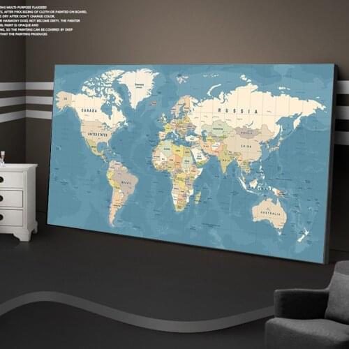Big Size Wall Painting World Map Oil Painting Canvas Art Posters for Living Room Interior Bedroom Decoration Salon Pictures Gift