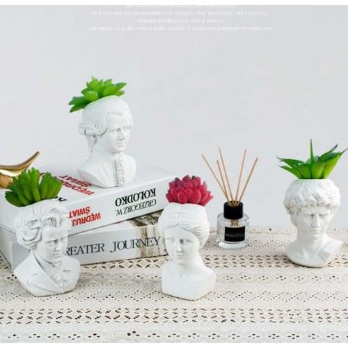 Resin Sculpture Creative Portrait Fleshy Flower Pot Home Decoration Crafts Ornaments Vase Decoration Household Pots for Plants