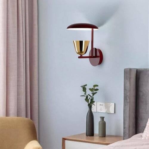 Modern simple living room background wall lamp Nordic metal designer bedroom bedside study aisle hotel wall lamp