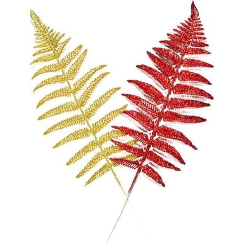 Christmas Tree Decoration 40CM Gold Red Artificial Leaves Ornaments Christmas Decorative Hanging Flowers New Year Party Gifts