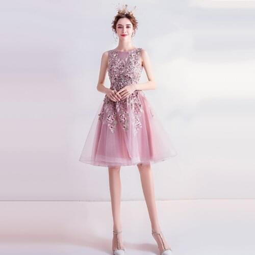 Evening Dresses Illusion A-Line O-Neck Sleeveless Pearls Tulle Lace Up Embroidery Luxury Purple Women Wedding Party Gown TS004