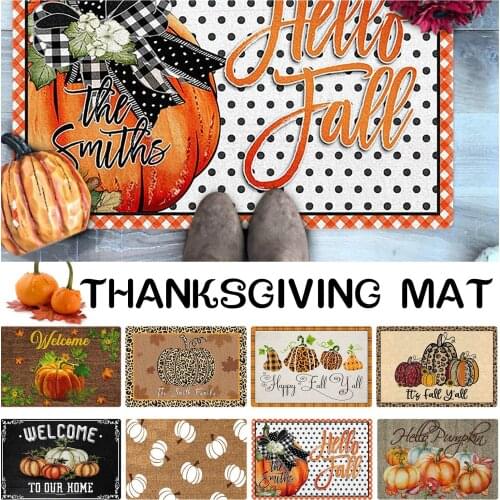 Vintage Cartoon Hand Painted Pumpkin Doormat Super Soft Flannel Carpet for Kitchen Bedroom Non-Slip Decor Cartoon Floor Door Mat