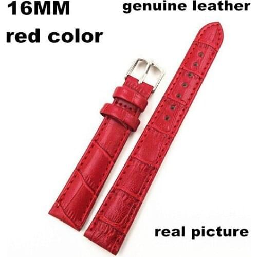 1PCS High quality 16MM genuine leather Watch band watch strap red color-08056