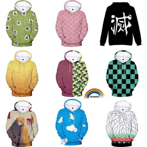 Japanese Anime Demon Slayer Kimetsu No Yaiba 3D Print Hoodies Funny Hoodie Hip Hop Coat Harajuku Unisex Sweatshirt Cosplay