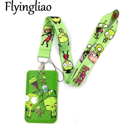 Invader Zim Key lanyard Car KeyChain ID Card Pass Gym Mobile Phone Badge Kids Key Ring Holder Jewelry Accessories Decorations