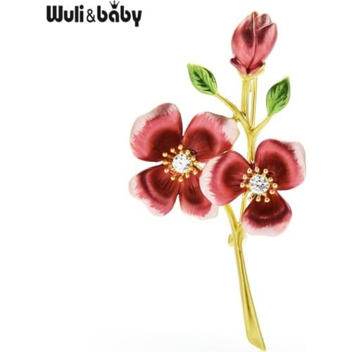 Wuli&baby Enamel Flower Brooches 3-color Weddings Office Brooch Pins For Women Men Jewelry Gifts