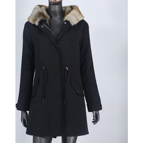 BLUENESSFAIR 2021 Long Waterproof Parka Winter Jacket Women Real Fur Coat Natural Rex Rabbit Fur Detachable Overcoat Outerwear