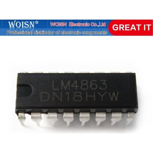 10PCS LM4863D LM4863N DIP16 LM4863 audio amplifier IC In Stock