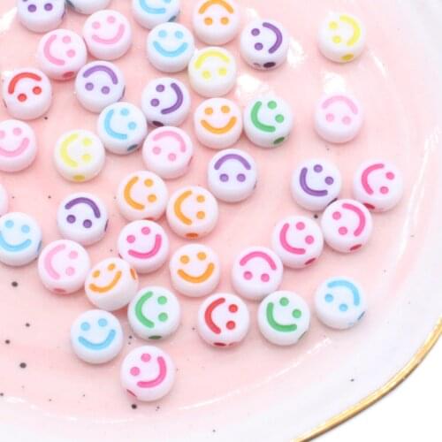 100pcs 4x7mm Smile Acrylic Beads DIY Bracelets Necklaces Earrings Jewelry Making