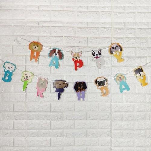 100Pcs Dog Decor Banner Bunting Garland Banner Pet Party Decor Pet Birthday Flag Hanging Decoration for Dinner Party SN31