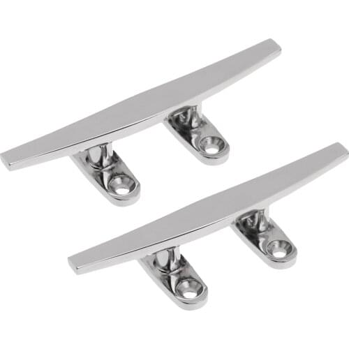 2 Pieces Marine Grade 316 Stainless Steel Open Base Boat Deck Cleat - 5 Inch , Boat Mooring Accessories Marine Hardware