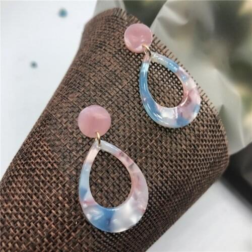 2019 New Fashion Tortoise Color Leopard Print Acrylic Acetic Acid Sheet Geometric Circle Square Long water Earrings for Women