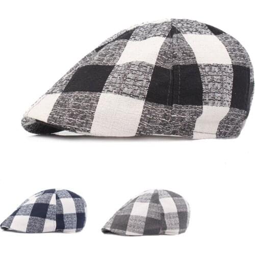 2021 Plaid Beret Hats for Women British Style Black Retro Newsboy Caps Military Octagonal Female Spring Hat Female Visor Caps