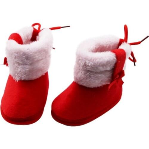 2021 Winter Toddler Infant Newborn Baby Boy Girl Winter Fur Snow Boots With Bow Tie Warm Shoes Mid-tube Booties Kids Shoes