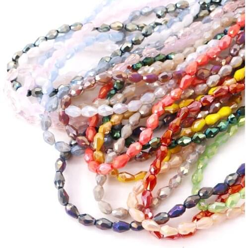 3x5mm Mini Vertical Hole Water Droplet Shape Crystal Beads 98pcs/lot Multi Colors Fashion Jewelry For DIY Earrings Necklace Bead