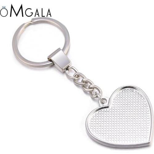 5pcs 30mm Double-sided heart Cabochon Blank Keychain Setting Pendant Base DIY Jewelry Making Handmade Jewellery Accessories