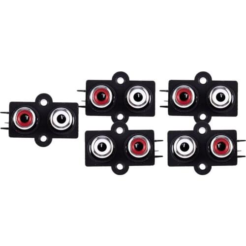 5pcs PCB Mount 2 Position Stereo o Video Jack RCA Female Connector