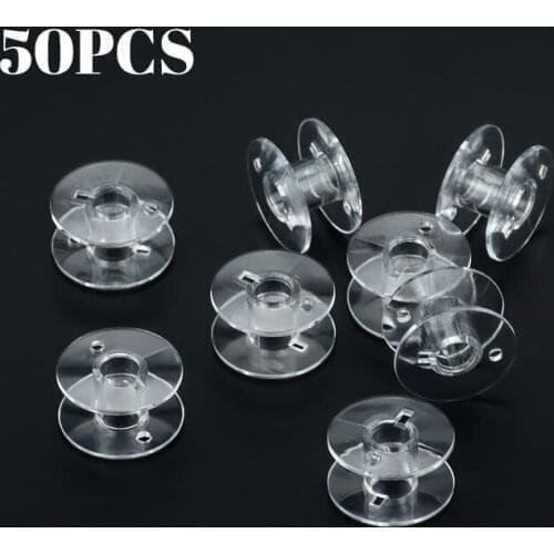 50 PCs Transparent Sewing Machine Spools Home Plastic Empty Spool Bobbins Sewing Tool Accessories Universal Threads Bobbin