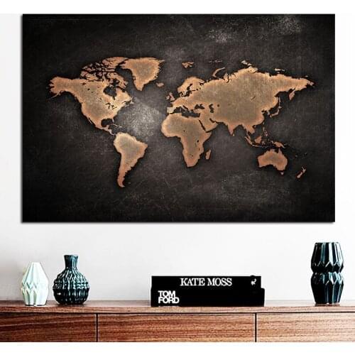Abstract Retro World City Map Art Canvas Prints Painting Wall Pictures for Office Living Room Study Home Decor Posters Unframed