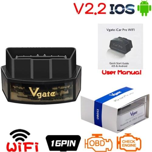 Original Vgate iCar Pro ELM327 WIFI OBD2 Scanner ELM327 Scan Tool OBD II Car Diagnostic Tool OBD Code Reader Support Android/iOS