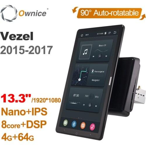 Tesla style PX6 Auto Rotatable 1920*1080 13.3" Android 10.0 Car Multimedia For Honda Vezel 2015 - 2017 GPS navigation Car Radio