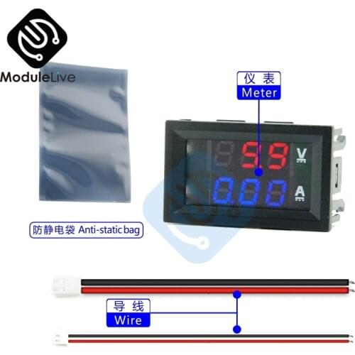 Car Voltmeter Ampermeter DC 7V-110V 10A 3-position High Voltage Mini Digital Voltage Ammeter DC 110V with 4 Wires Volt Amp Meter