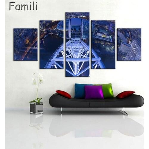 Large canvas Romantic night bright light beautiful London Eye wall art picture painting home decor canvas Prints for living room
