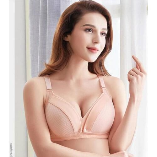 D001 3/4 Cup Feeding Mothers Bra Safety Nursing Pregnant Women Soft Breathable Front Detachable Bra Women Underwear