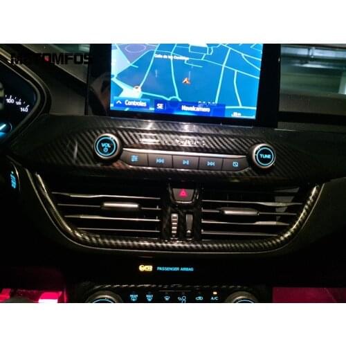 For Ford Focus 2019 2020 Carbon Fiber Center Control Air Condition Vent Outlet Cover Molding Trim Inner Accessories Car Styling