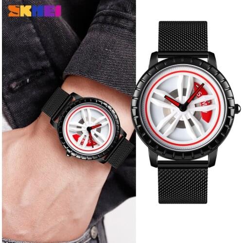 SKMEI Luxury Brand Mens Watch Creative Hollow Rotating Steel Strap Clock Sports Waterproof Male Wristwatches relogio masculino
