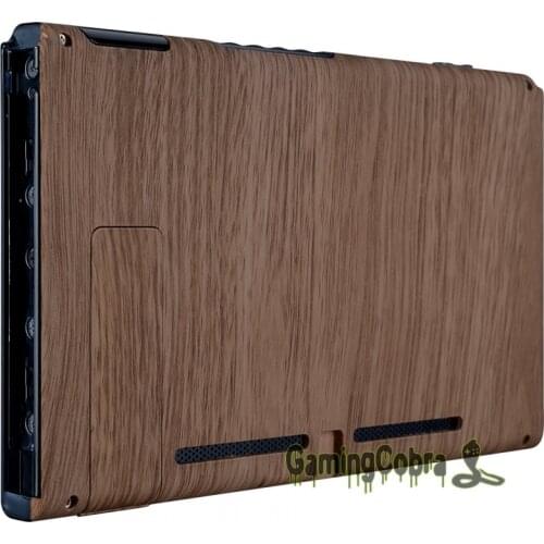 Soft Touch Grip Wood Grain Back Plate DIY Replacement Housing Shell Case with Kickstand for Nintendo Switch Console