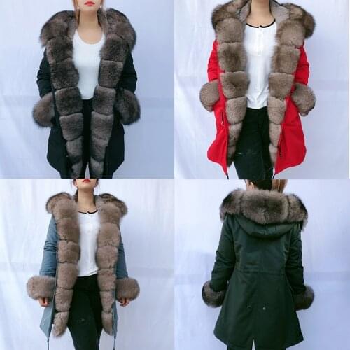 HUA QIU MEI SI Fur Coats With Collar