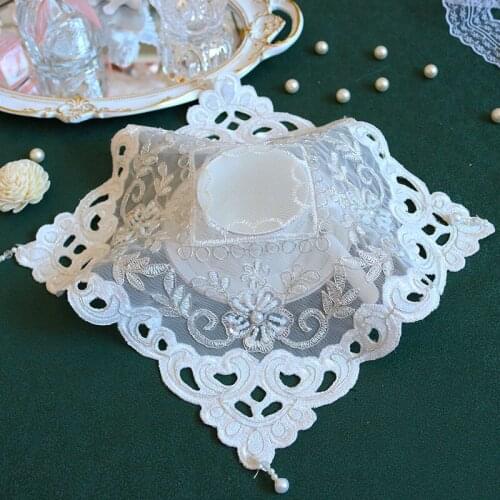 European Style Lace Net Yarn Beaded Napkins Placemat Table Cup Mat Vase Lamp Cushion Cloth Audio Jewelry Box Decoration Coaster