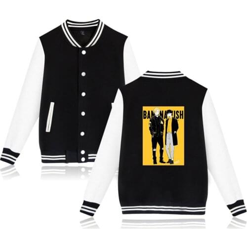 Banana fish Jacket Fashion Logo Anime Print Baseball uniform Jackets Sweatshirt Coat Casual Men/Women Hip Hop Jacket