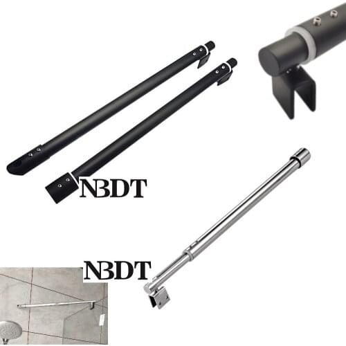 Matte Black Polish 304 Stainless Steel 30-50CM Adjustable Wall-To-Glass Shower Enclosure Fixing Bar Bracket Swaying Prevention