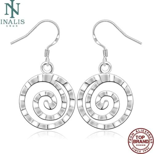 INALIS Fashion Silver Plated Drop Earrings Round Ladies Earrings Romantic Anniversary Gift The New Listing Jewelry 2021
