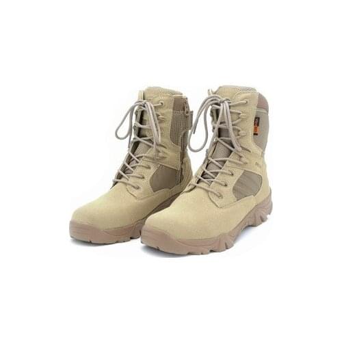 Men Military Boots Breathable Tactical Army Combat Desert Thick High Heel Genuine Leather Boots Autumn Winter Anti-slip Shoes